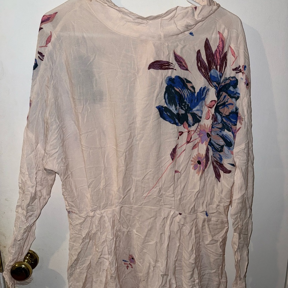 Free People Cream and Blue Patterned Dress